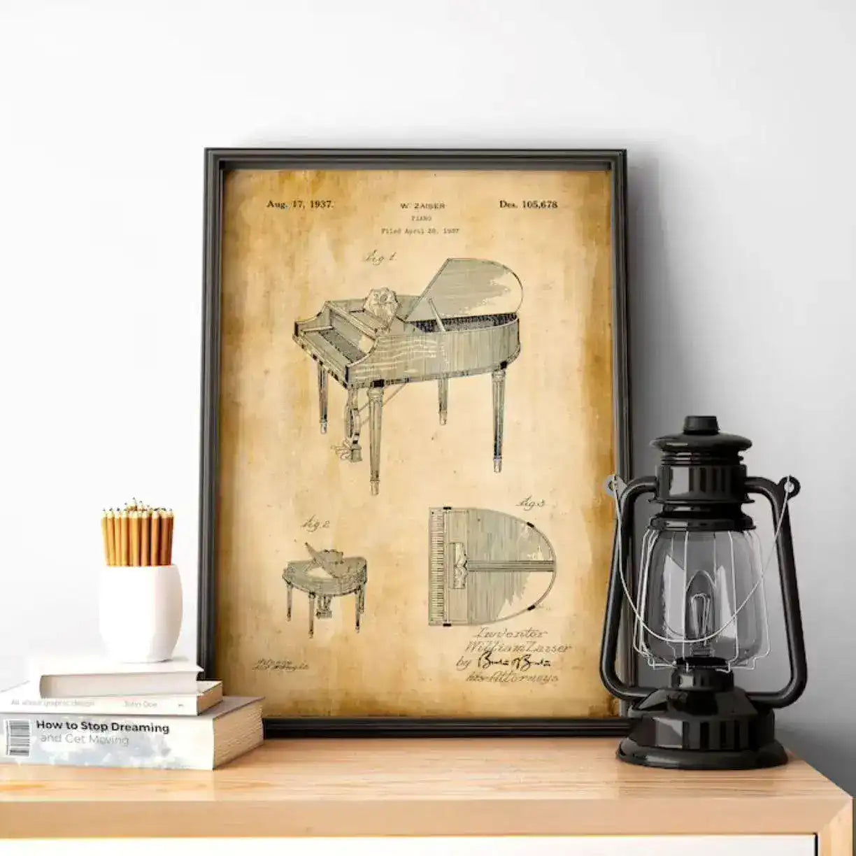 Piano Vintage Patent Poster Print