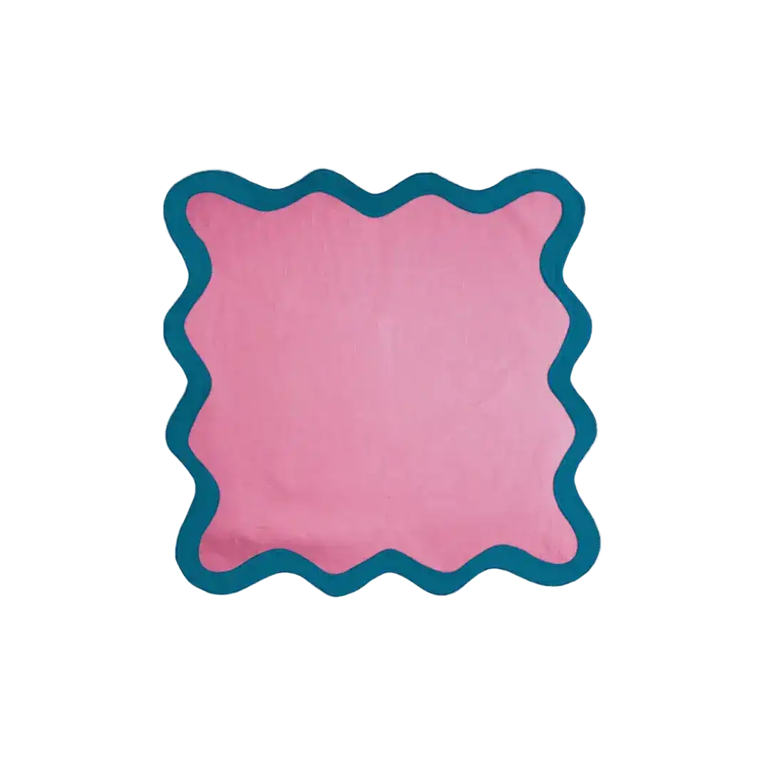 Pink and Blue Scallop 100% Linen Square Placemat