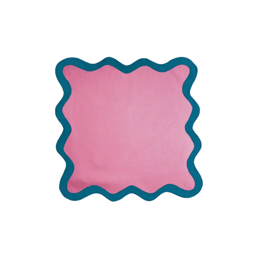 Pink and Blue Scallop 100% Linen Square Placemat