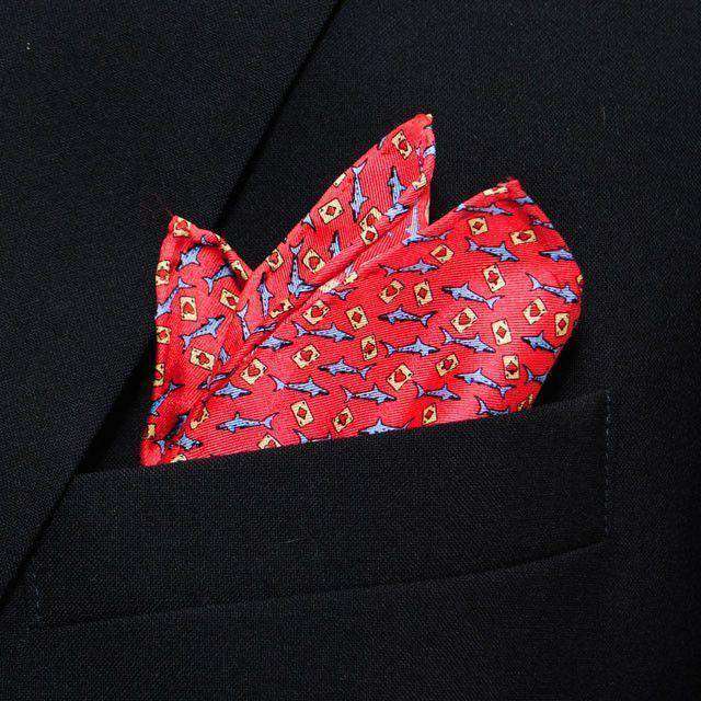 Card Shark Pocket Square in Red by Peter-Blair - Country Club Prep