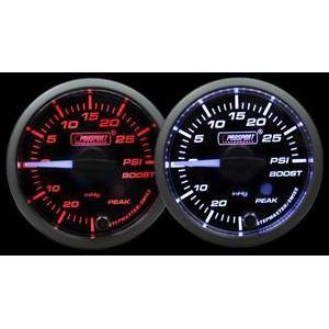 Prosport 52mm Boost Gauge Premium White Pointer Clear Lens - Amber/White - Universal