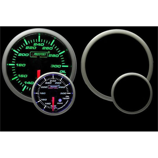 Prosport 52mm Premium Electric Oil Temperature Gauge - Green/White - Universal