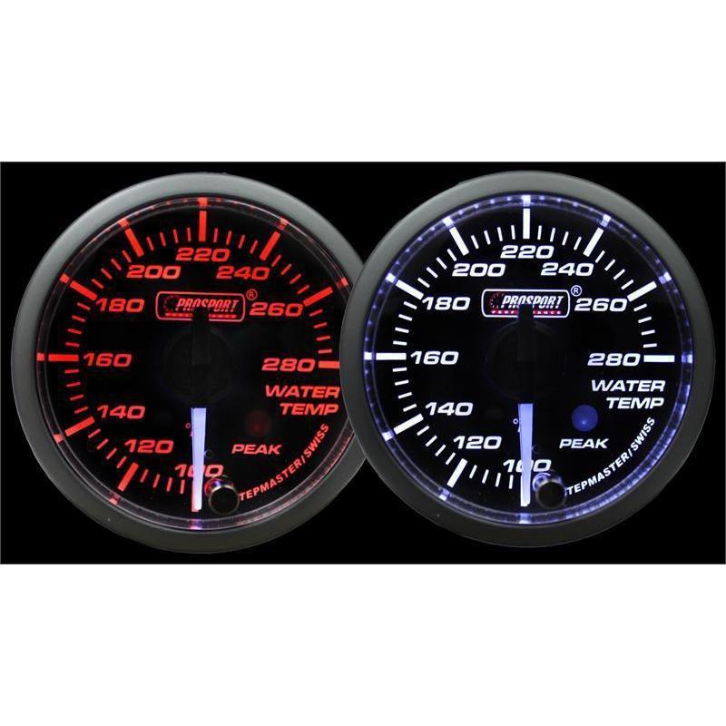 Prosport 52mm Water Temperature Gauge Premium White Pointer Clear Lens - Amber/White - Universal