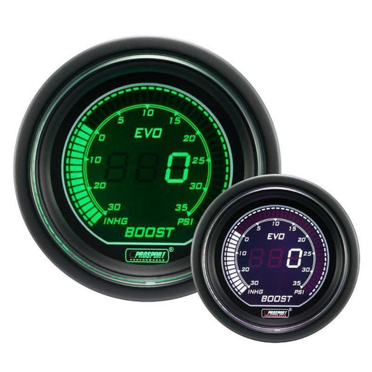 Prosport Evo Electrical Boost Gauge - Green/White - Universal