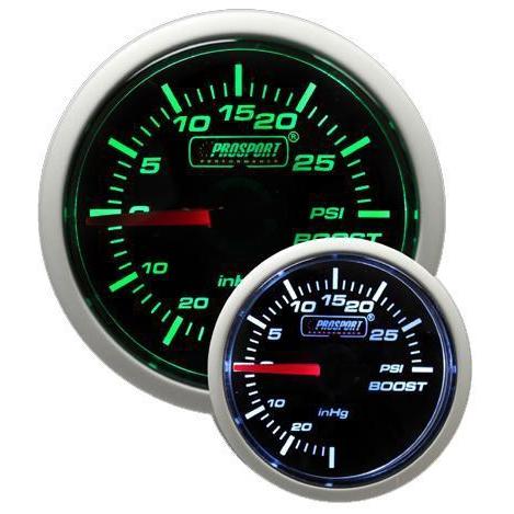 Prosport Performance 52mm Electrical Boost Gauge - Green/White - Universal