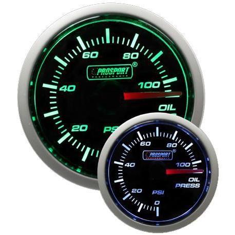 Prosport Performance 52mm Oil Pressure Gauge - Green/White - Universal