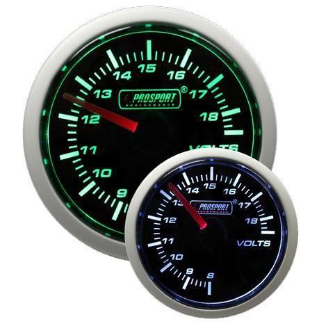 Prosport Performance 52mm Volt Gauge - Green/White - Universal