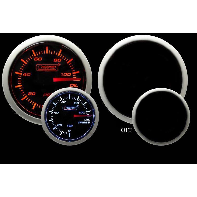 Prosport Performance Series 52mm Electrical Oil Pressure Gauge - Amber / White - Universal