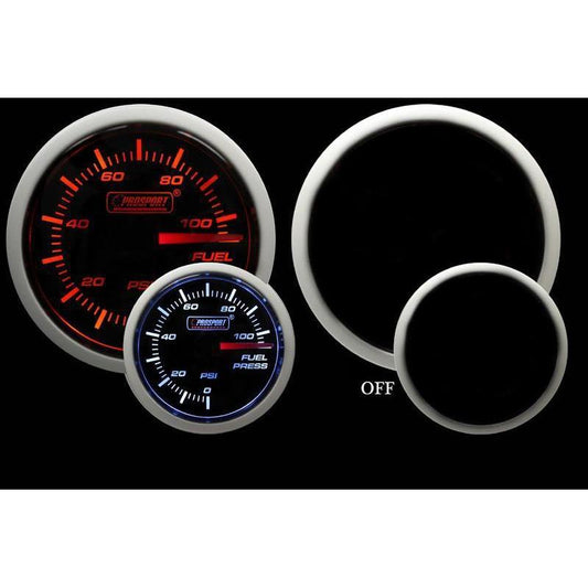 Prosport Performance Series 52mm Fuel Pressure Gauge - Amber / White - Universal