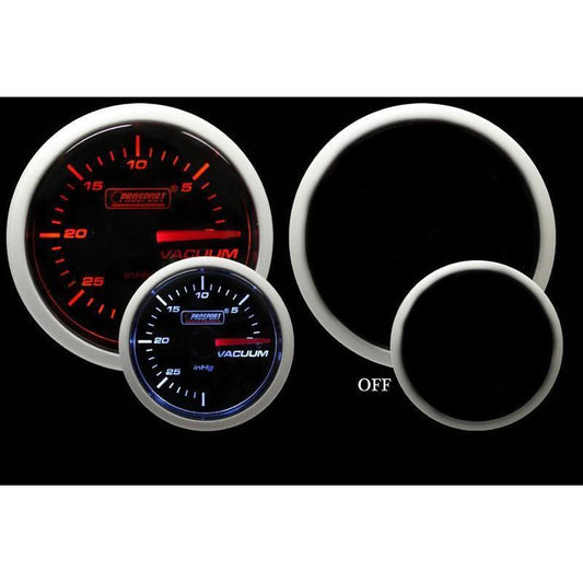 Prosport Performance Series 52mm Mechanical Vacuum Gauge - Amber / White - Universal