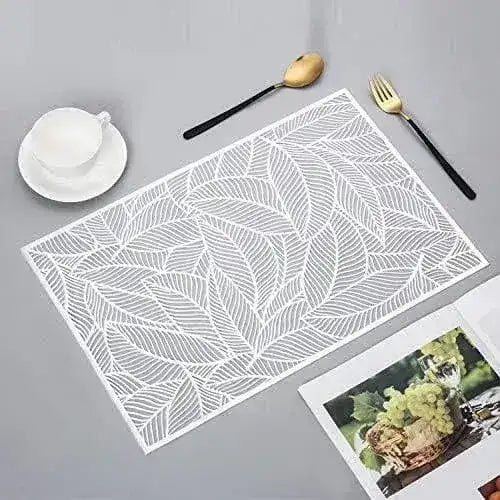 Rectangle Gold Leaves Vinyl Placemats - Set of 10 - MAIA HOMES
