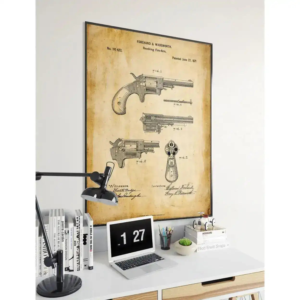 Revolver Gun Vintage Patent Poster Print