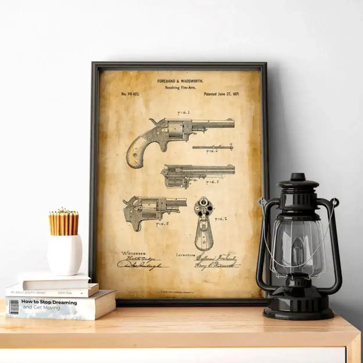 Revolver Gun Vintage Patent Poster Print