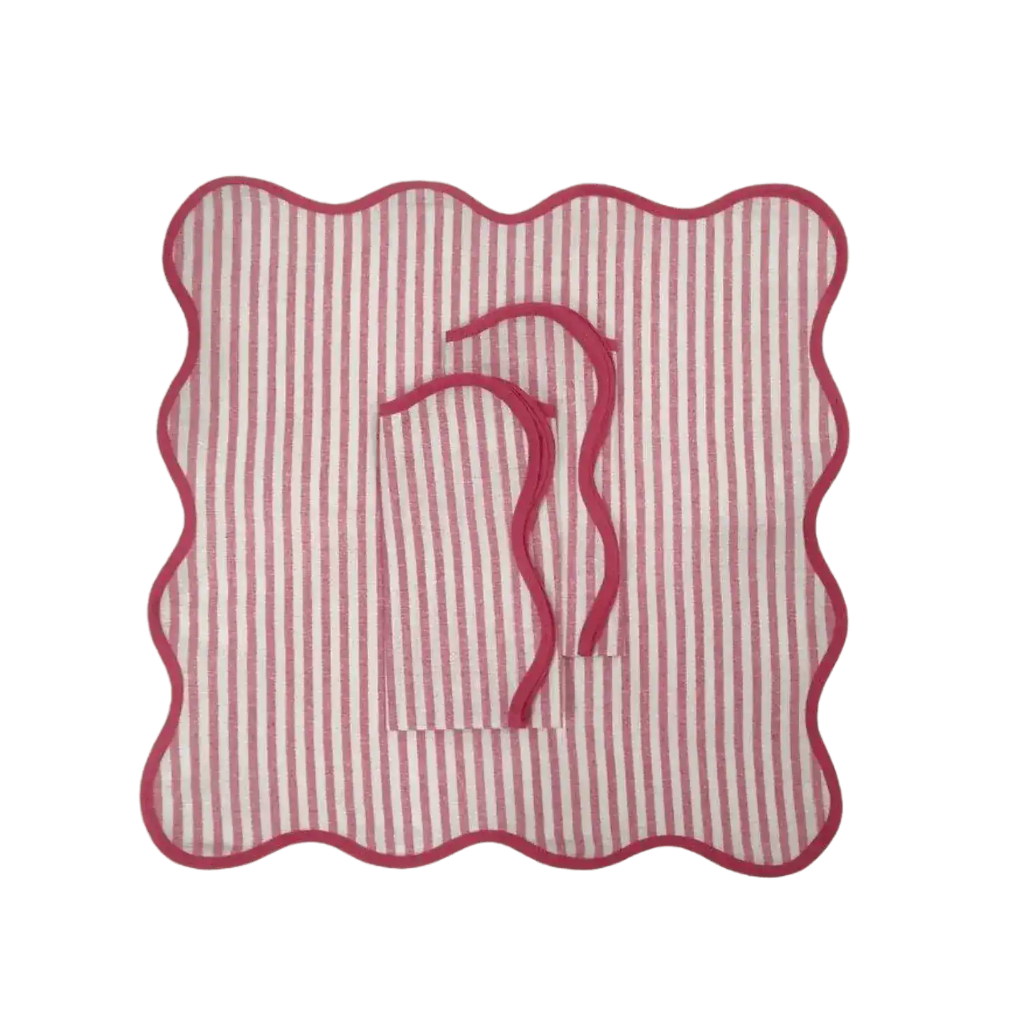 Scalloped Stripe Cotton Napkins - Set of 4