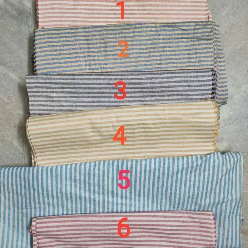 Scalloped Stripe Cotton Napkins - Set of 4