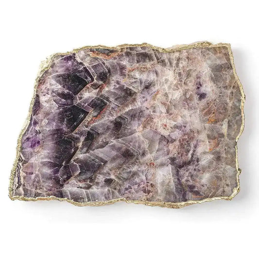 Serein Decor Amethyst Agate Cheese Board with Gold Trim