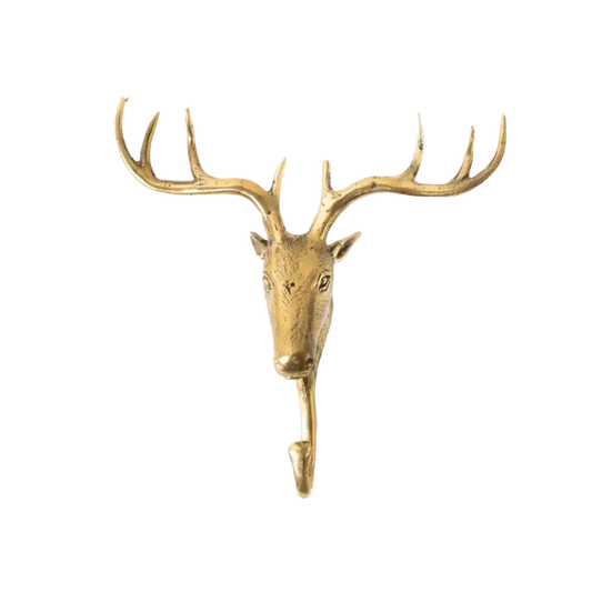 Solid Brass Deer Head Wall Hook - MAIA HOMES