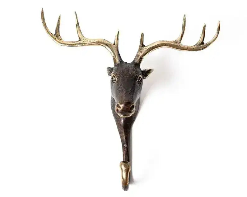 Solid Brass Deer Head Wall Hook - MAIA HOMES