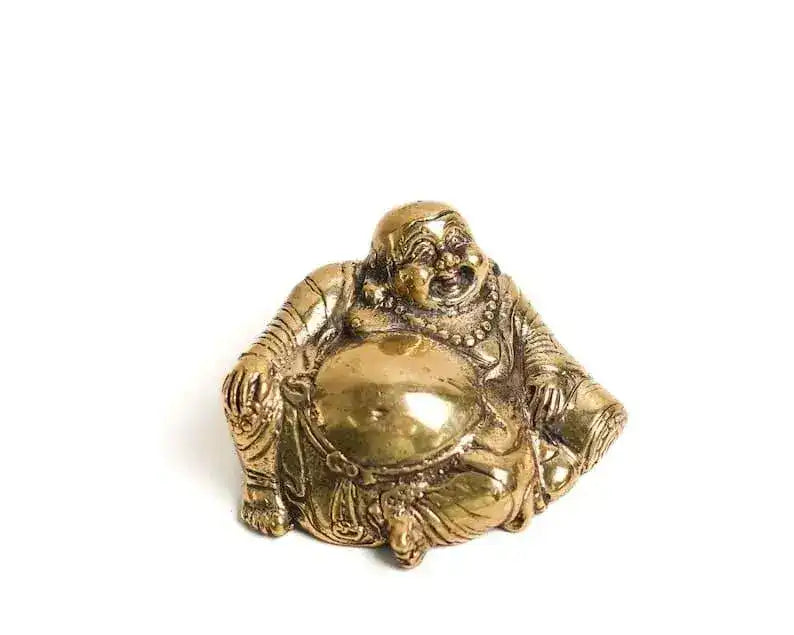 Solid Brass Mini Laughing Buddha Statue - MAIA HOMES