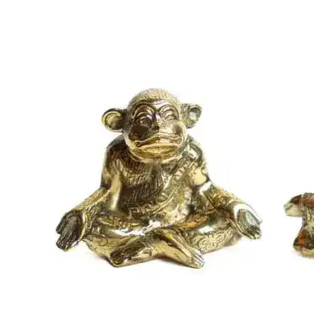 Solid Brass Yoga Monkey Figurine - MAIA HOMES