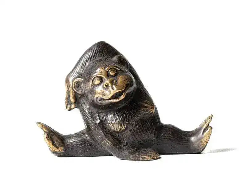 Solid Brass Yoga Monkeys Sculpture - MAIA HOMES