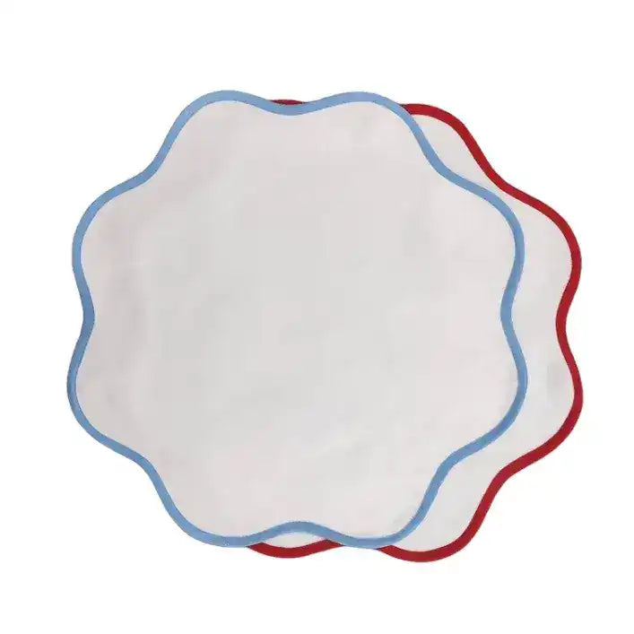 Solid Scalloped Round Cotton Placemats - MAIA HOMES