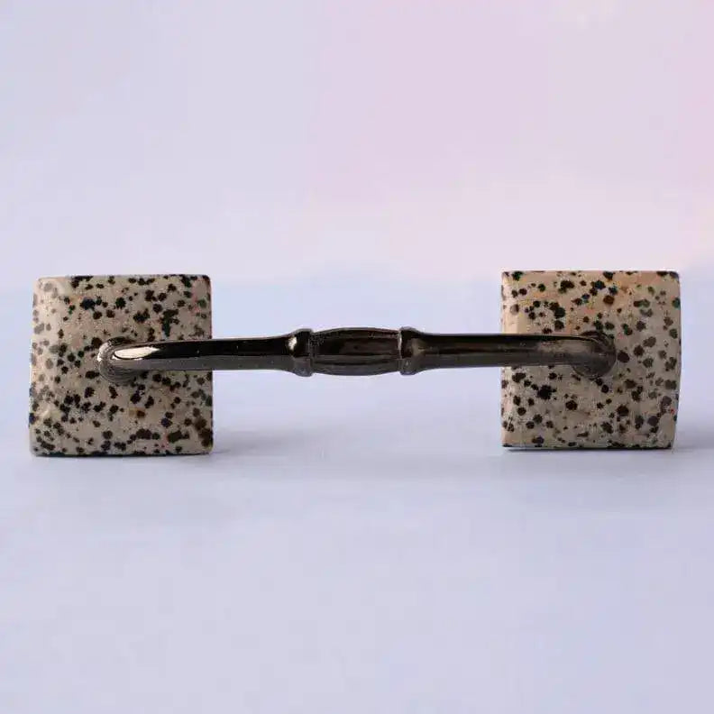 Square Dalmatian Jasper Agate Cabinet Pulls - Set of 4 - MAIA HOMES
