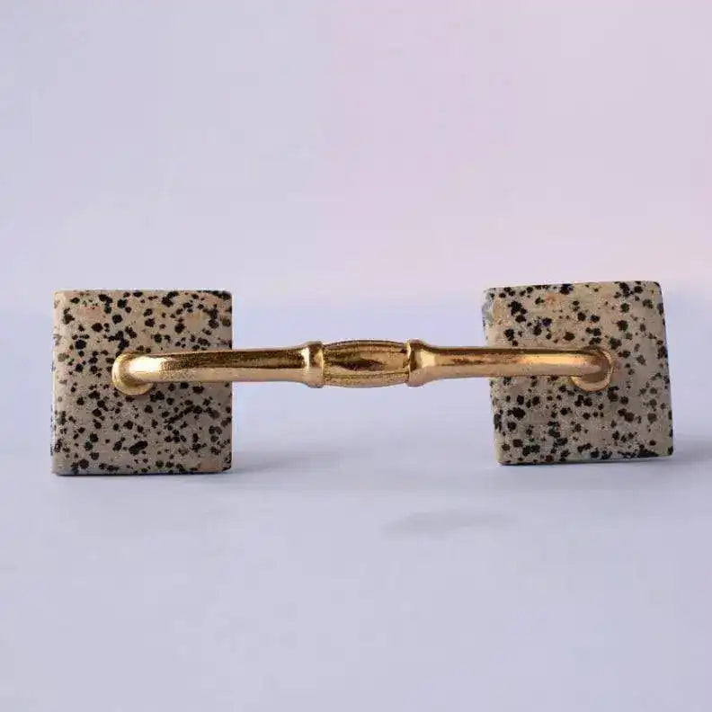 Square Dalmatian Jasper Agate Cabinet Pulls - Set of 4 - MAIA HOMES