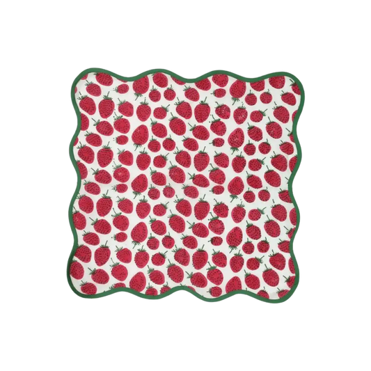 Strawberry Hand Block Printed Cotton Napkins