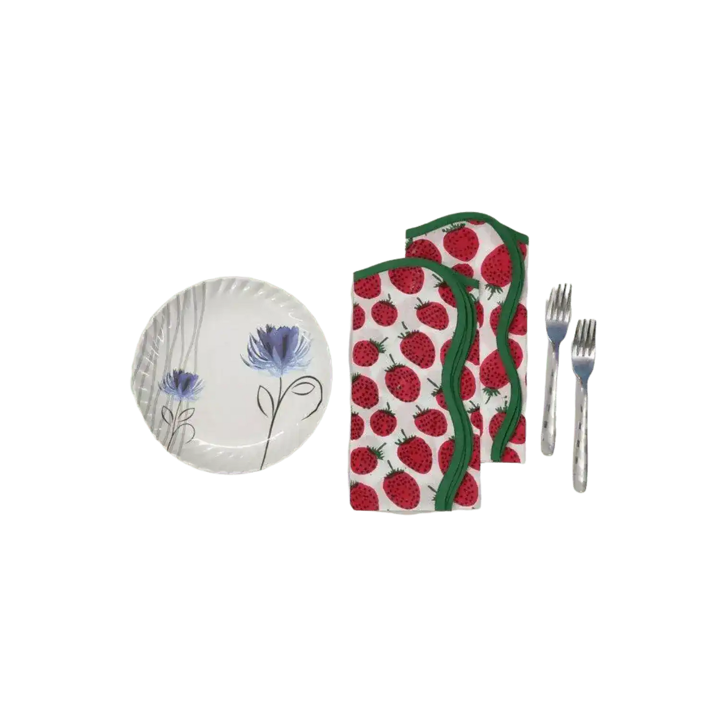 Strawberry Hand Block Printed Cotton Napkins