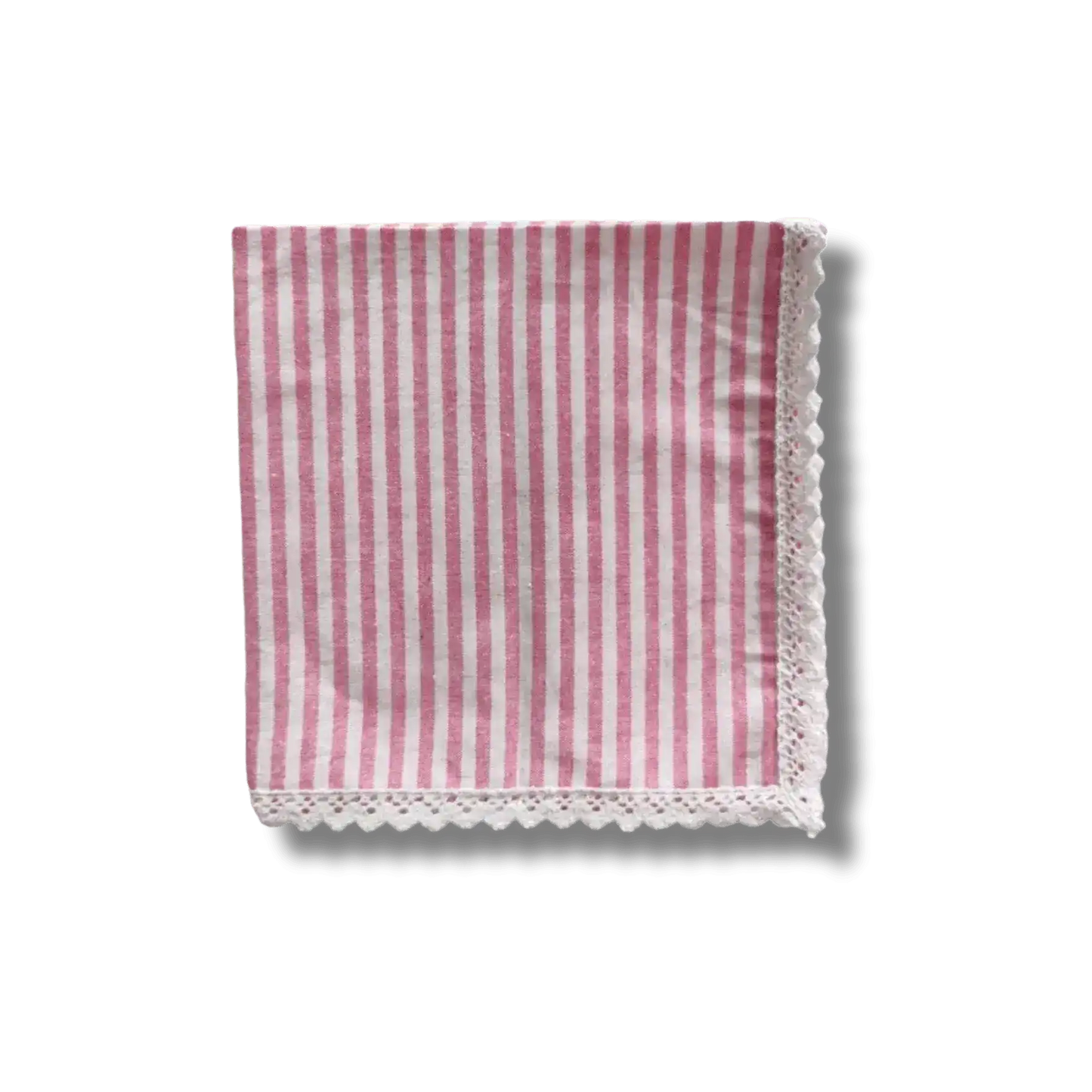 Striped Linen Napkins with White Lace