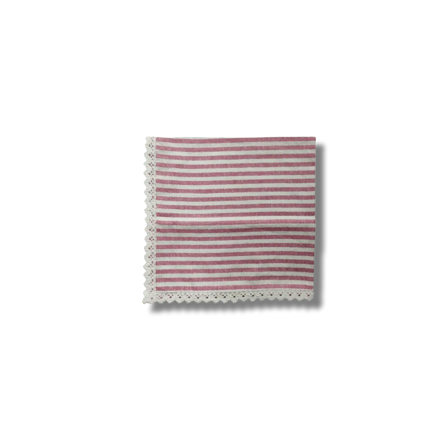 Striped Linen Napkins with White Lace
