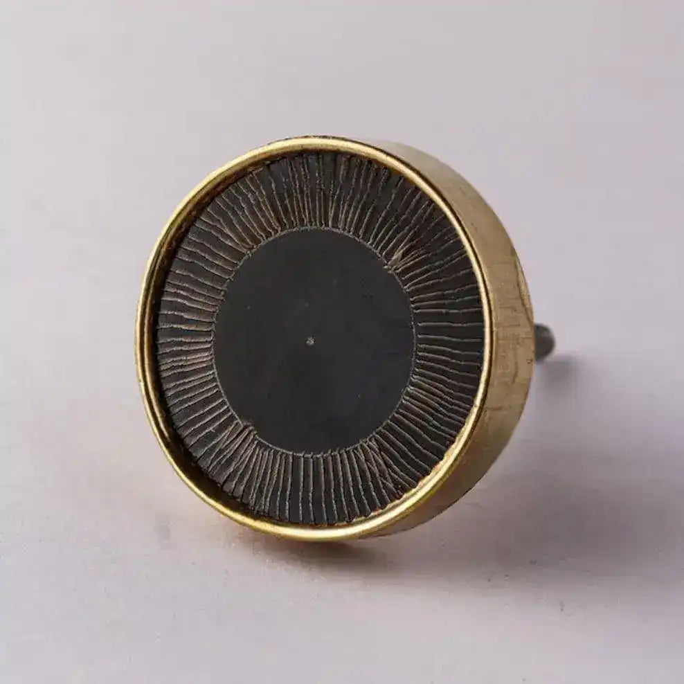 Unique Round Black Wooden Brass Drawer Knobs - Set of 4 - MAIA HOMES