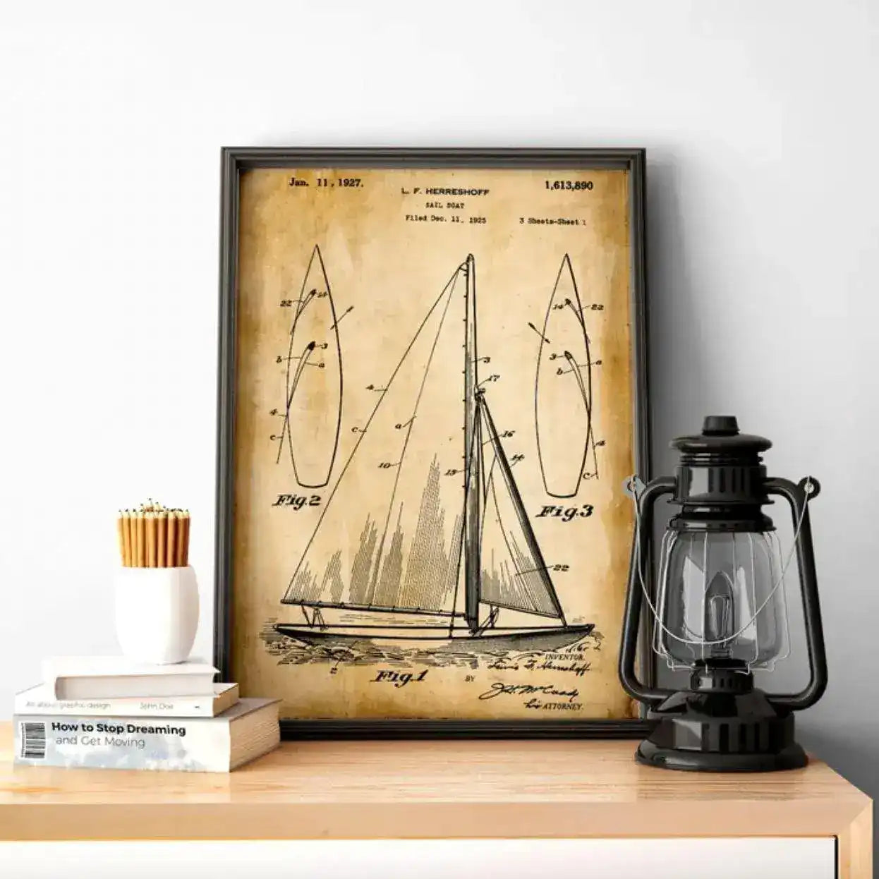 Vintage Sail Boat Patent Poster Wall Print