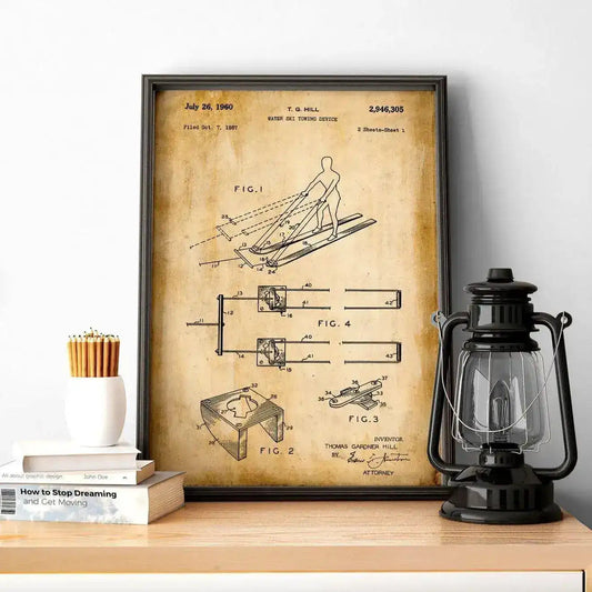 Vintage Water Ski Patent Wall Art Print