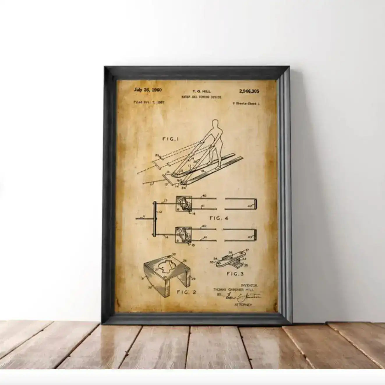 Vintage Water Ski Patent Wall Art Print