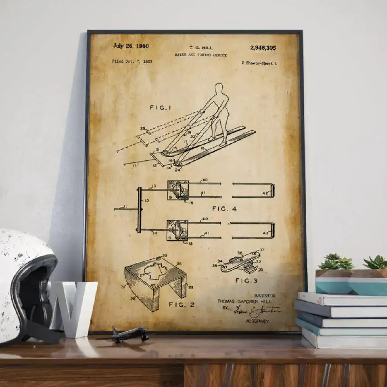 Vintage Water Ski Patent Wall Art Print