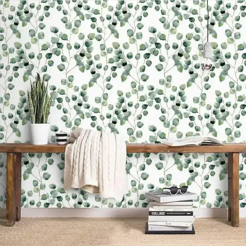 Watercolor Green Simplistic Leaves Wallpaper