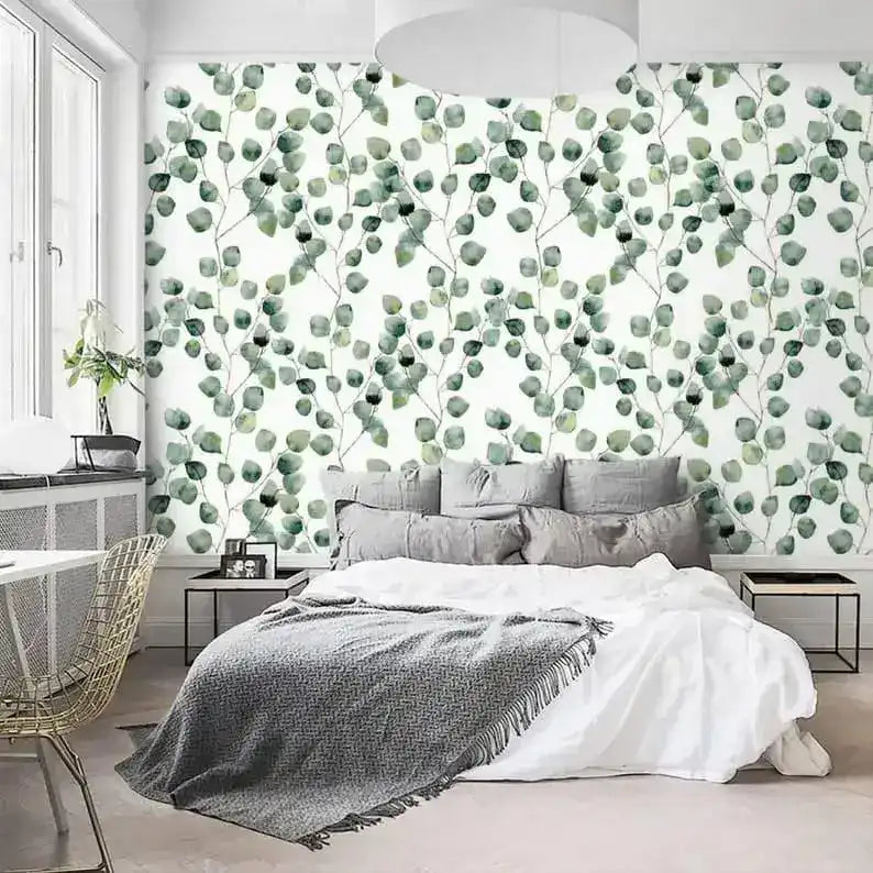 Watercolor Green Simplistic Leaves Wallpaper