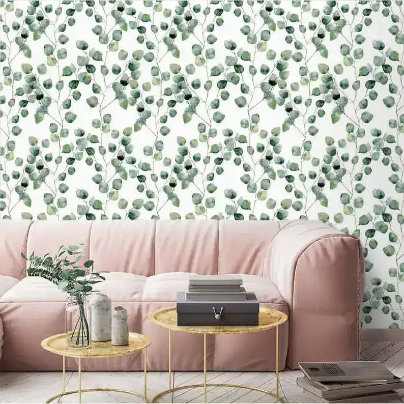 Watercolor Green Simplistic Leaves Wallpaper