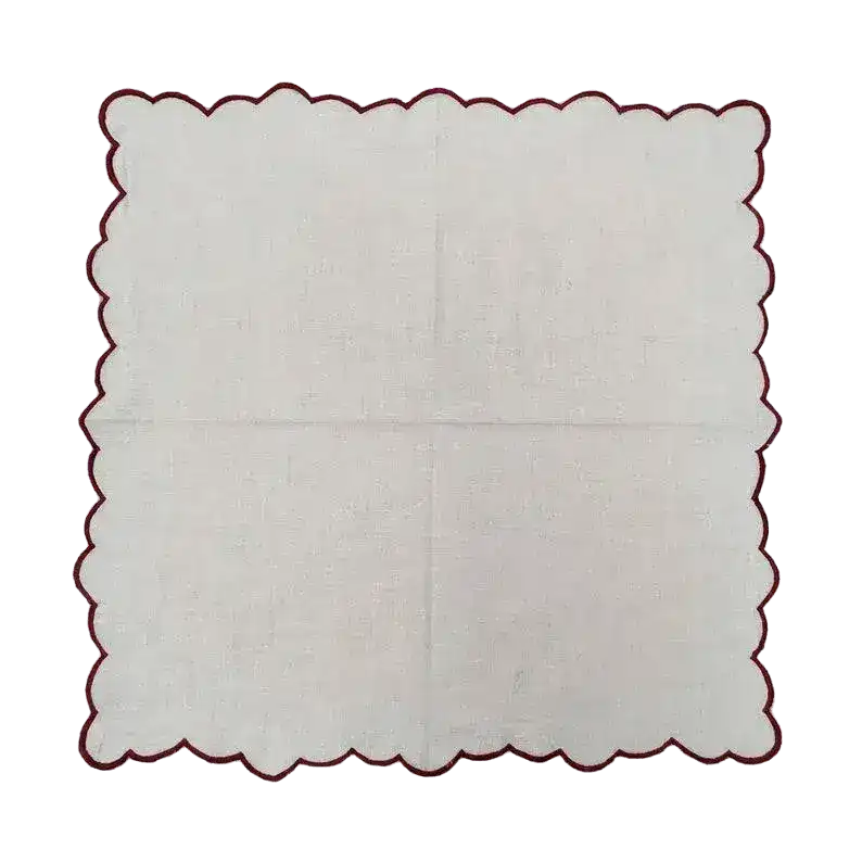 White Cotton Napkins with Embroidered Trim