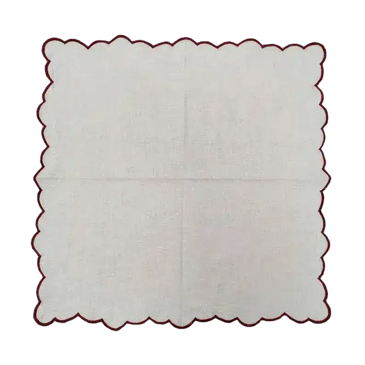 White Cotton Napkins with Embroidered Trim
