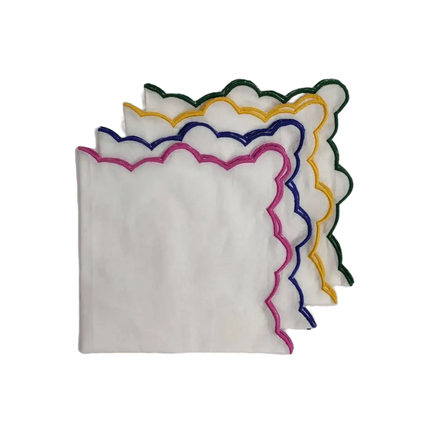 White Linen Zig Zag Embroidered Napkins Set