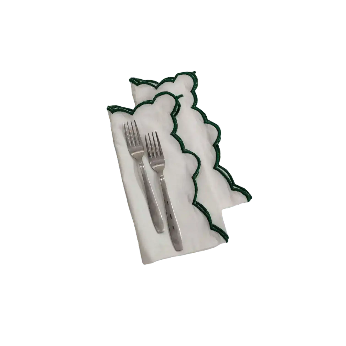 White Linen Zig Zag Embroidered Napkins Set