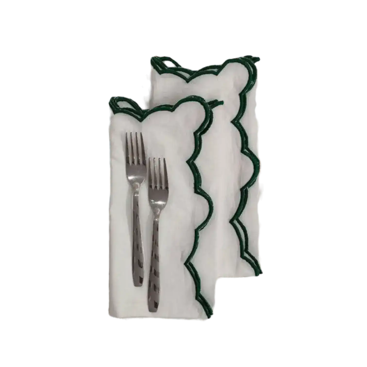 White Linen Zig Zag Embroidered Napkins Set