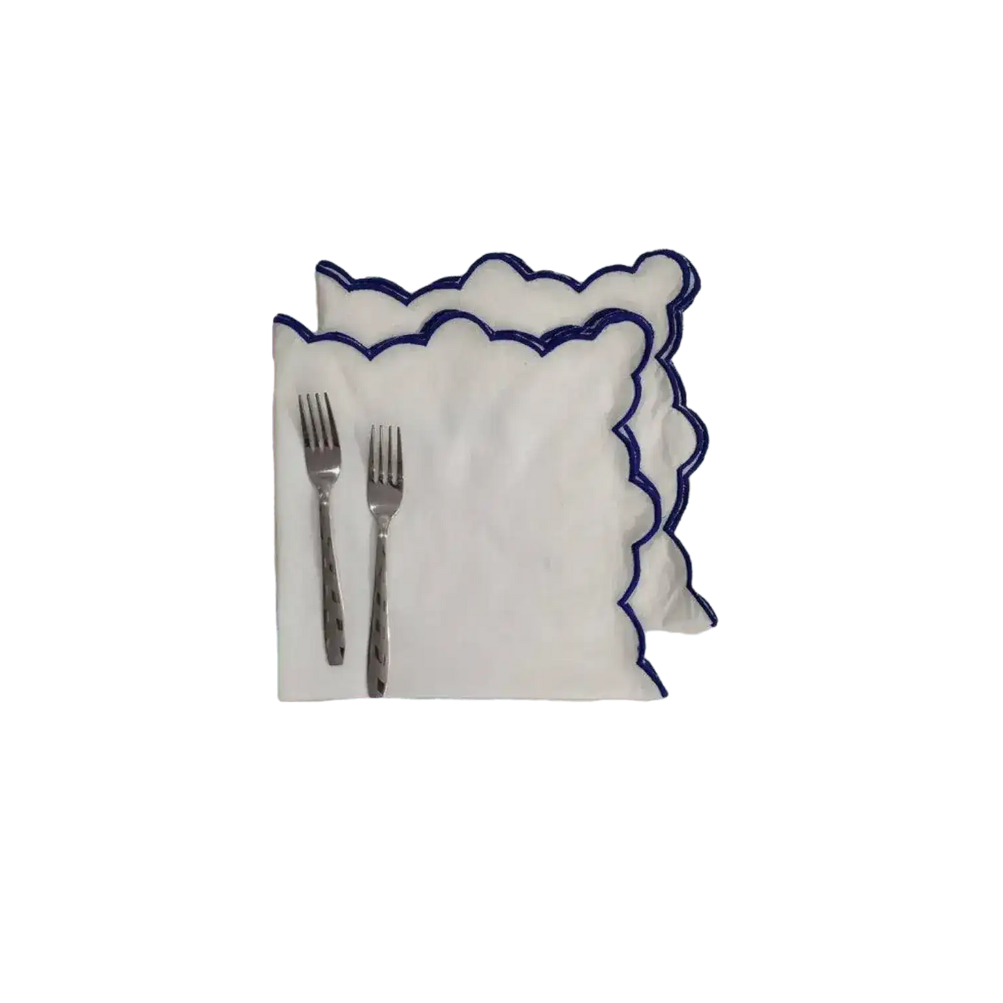 White Linen Zig Zag Embroidered Napkins Set