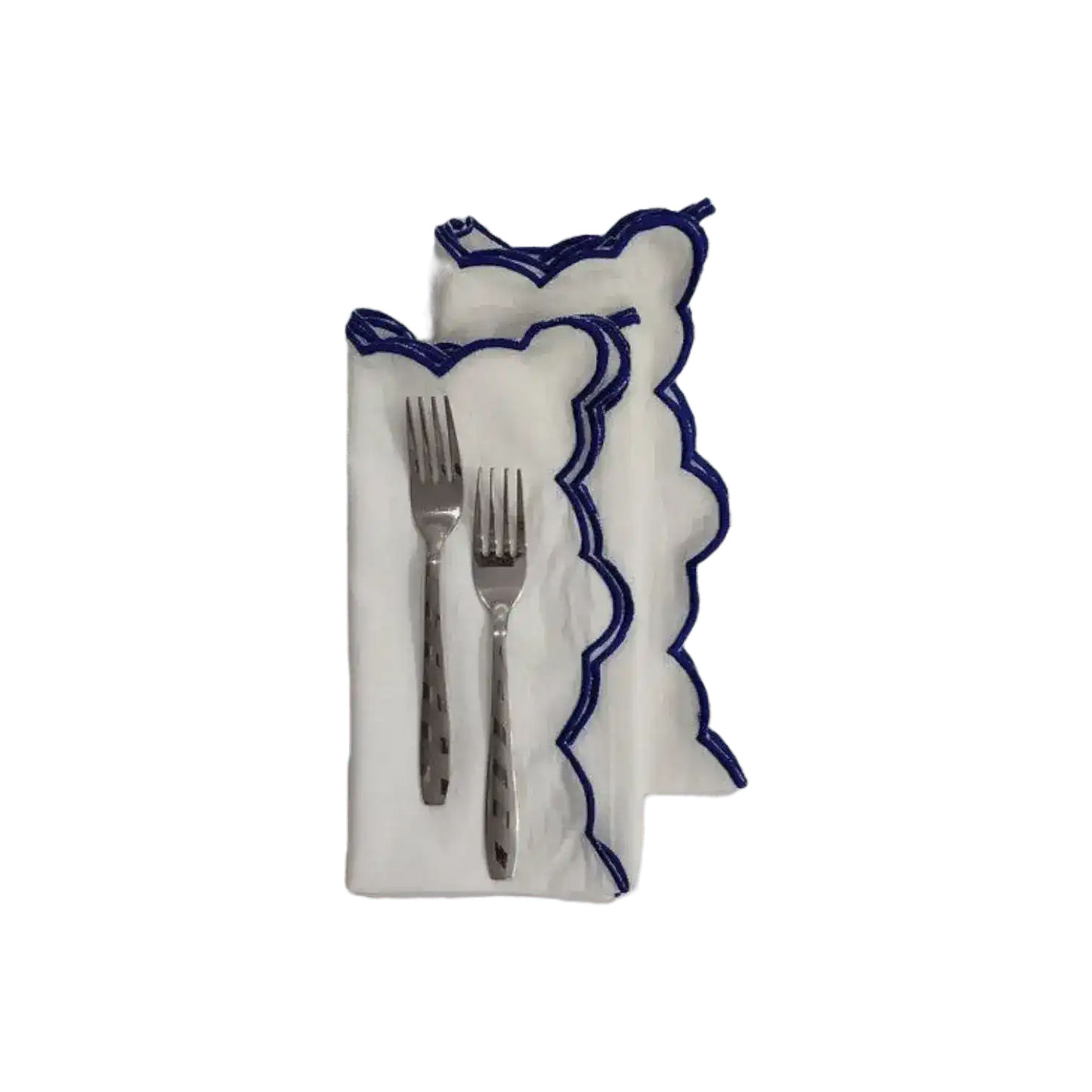 White Linen Zig Zag Embroidered Napkins Set