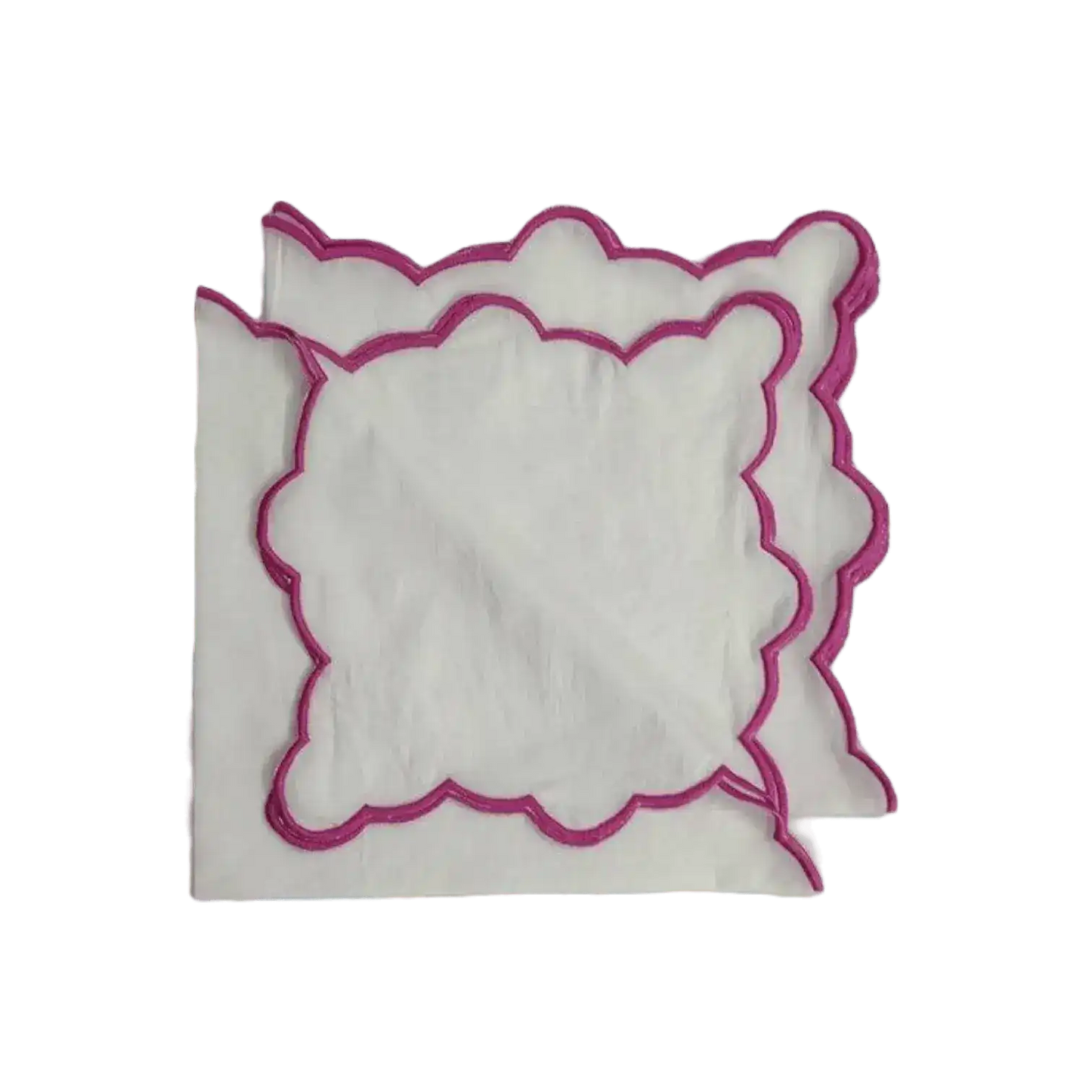 White Linen Zig Zag Embroidered Napkins Set