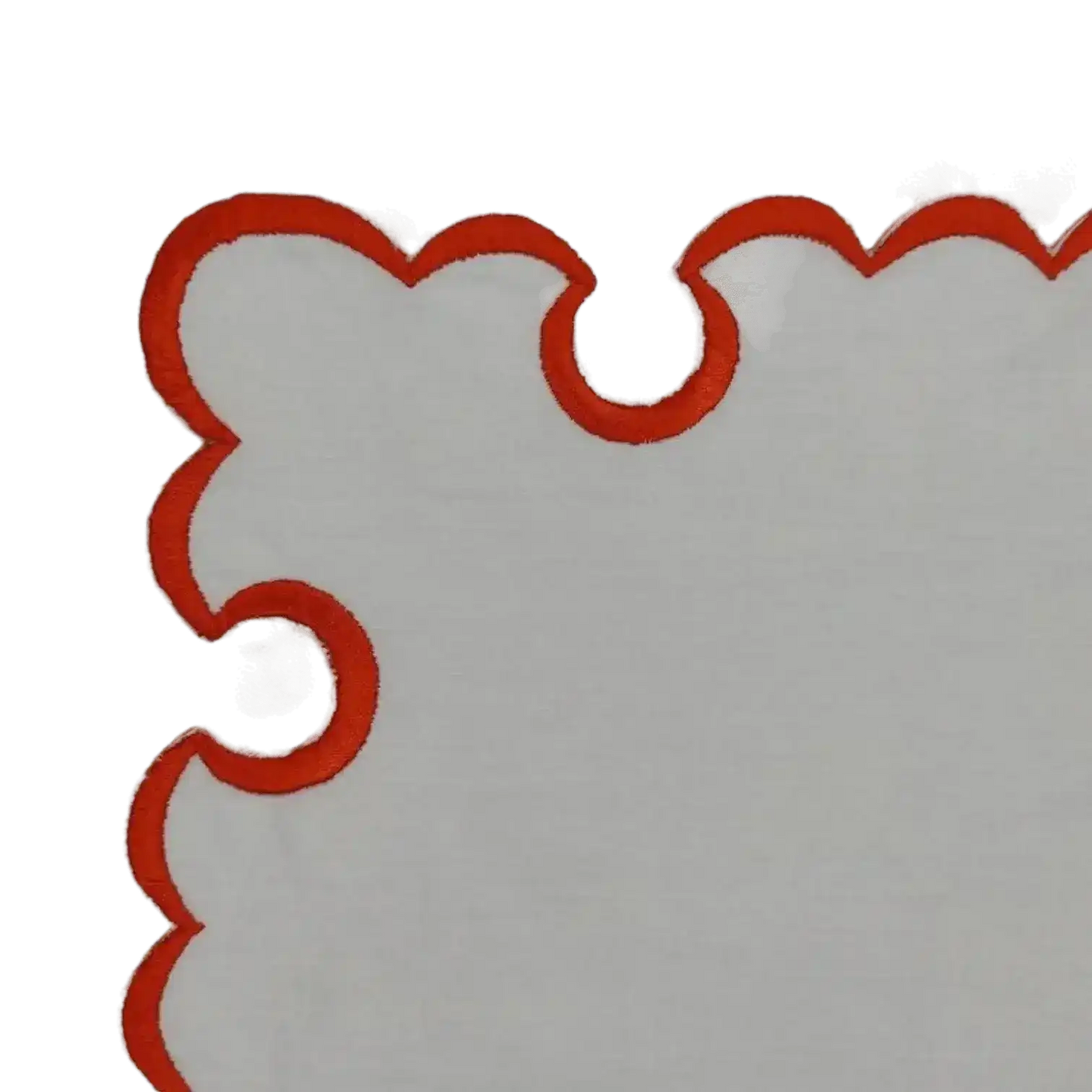 White Round Cotton Placemat and Napkin with Embroidered Border